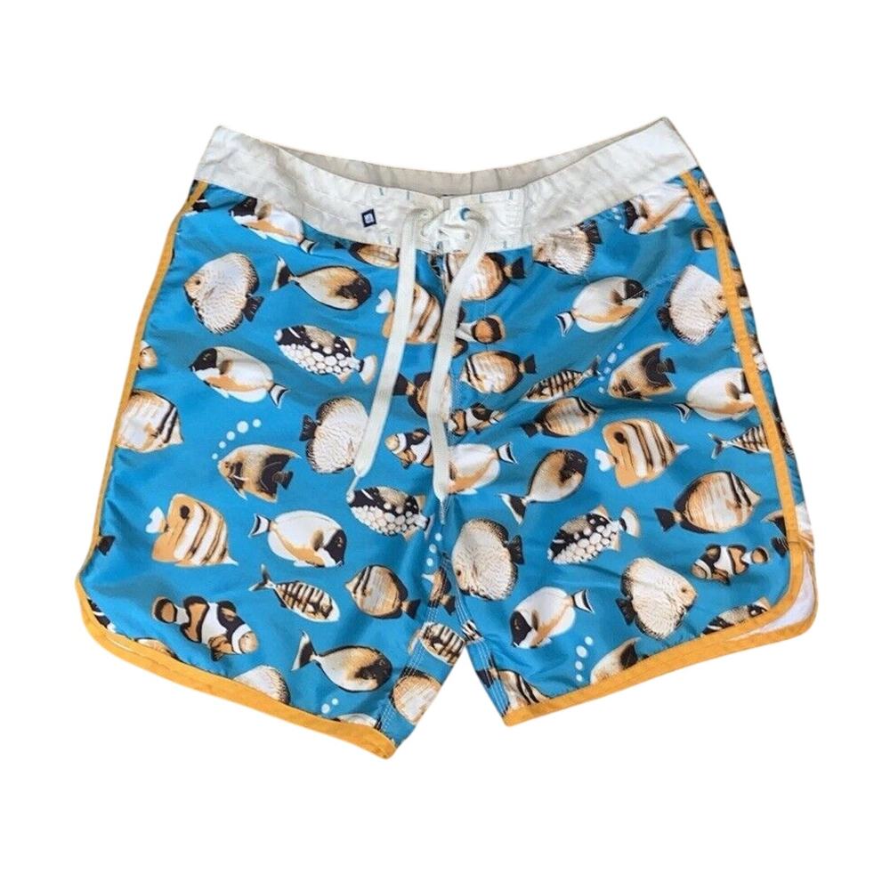 Sperry Board Shorts Mens 34 Blue Fish Volley Swimwear Shorts